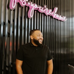 a man smiling